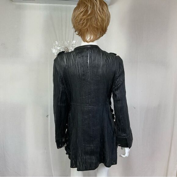 CABAN ROMANTIC Black 3D Flowers & Studs Laser Cut Leather Jacket S - Picture 8 of 11